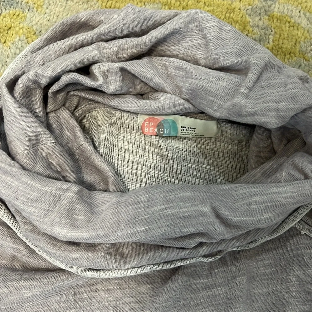 Free People FP Beach Cowl Neck Flowy Sweatshirt Light Purple Gray - Picture 2 of 3